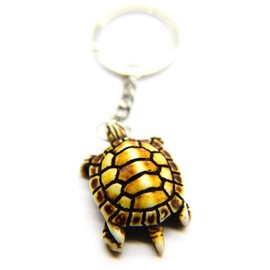 [ALOHAMONI] Hawaiian Sea Turtle Honu Keychain Keychain Resin Carved Amulet Guardian God Happy Good Luck Longevity Sacred Resin Hawaiian Goods Hawaii Ocean Beach Vintage Retro Resort HAWAII, Braun