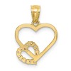 10k Yellow Gold CZ Heart in Heart Pendant 10C1431