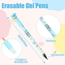 CAIJ 24Pack Löschbare Gelstifte mit Schwarzer Tinte Süßer Zeichentrickfilm Stift Radierbarer Stift mit Eingebautem Radiergummi für den Einsatz in Schülerschulbüros ohne Papier zu Beschädigen