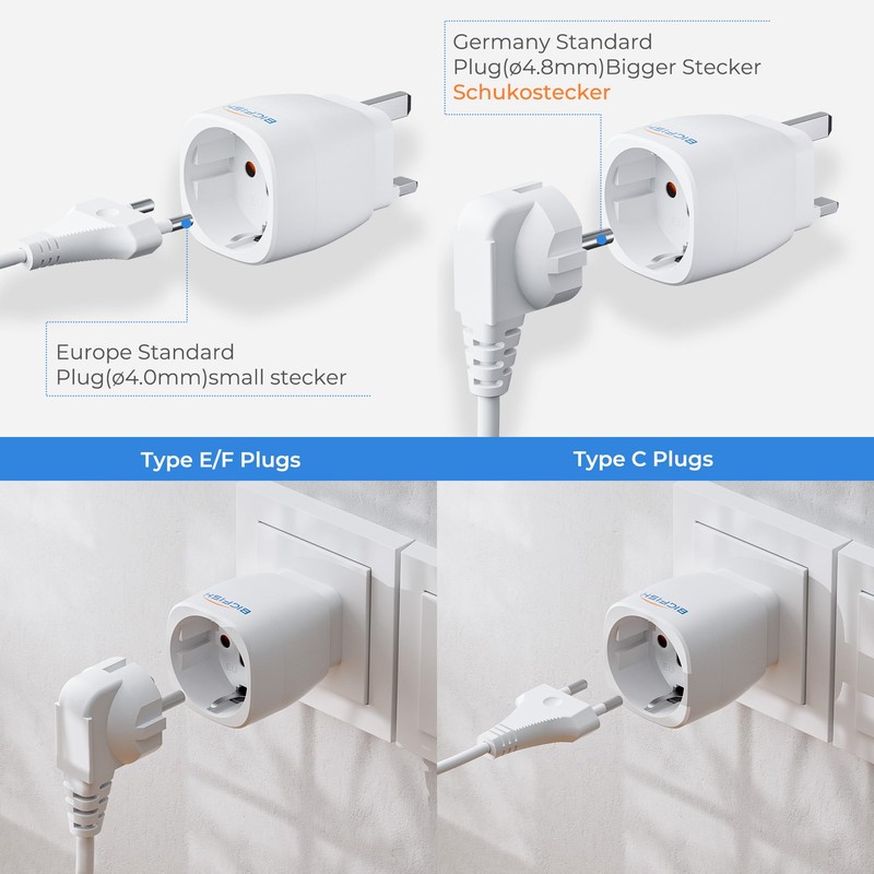Bigfish UK Adapter 2 Pack Adapter England Germany Plug Socket