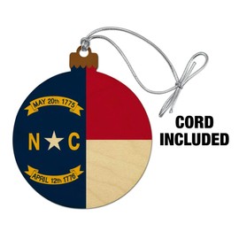 GRAPHICS & MORE North Carolina State Flag Wood Christmas Tree Holiday Ornament
