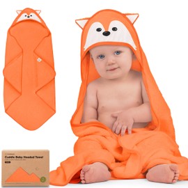 KeaBabies Hooded Baby Towel for Newborn - Viscose Derived from Bamboo Large Baby Bath Towels with Hood for Boys, Girls, Toddler, Extra Absorbent & Soft Newborn Bath Essentials (Fox)