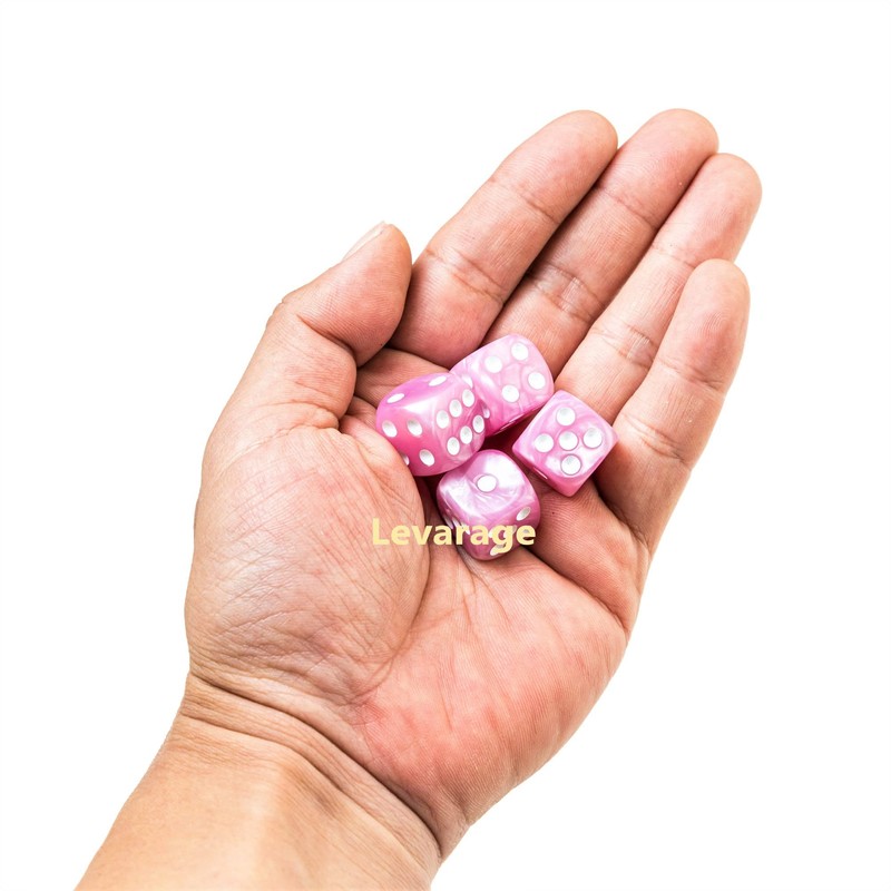 Levarage 0038 4 Dice Pink Marble Cherry Pink 1/4" Square