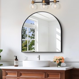 CIRCUMI Arched Wall Mirror, 30"x30" Black Arched Mirror with Tempered Glass, Metal Frame, Large Size for Entryway Table, Mantel,Living Room,Over Sink,Arch Mirror for Decor,Shatterproof&Crystal-Clear