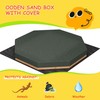 GOCAPTAIN Outdoor Octagonal Cedar Sandbox,Wooden Kids Sandpit with Bench Seats,