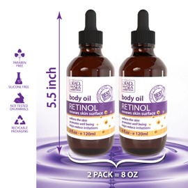 Dead Sea Collection Body Oil for Dry Skin - Retinol & Vitamin E, A Moisturizing Oil for Face, Anti-Aging - Skin Elasticity Support, Renews Skin Surface & Softens Pack of 2 (4 Fl. Oz Each)