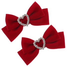 FOMIYES 1 Par Horquilla De Lazo Arcos De Chicas Horquillas De Corazón Con Lazo Pinza Para El Cabello Con Lazo Pasadores De Lazo Para El Cabello Clip De Par Corbata De Moño Rojo Bebé Metal