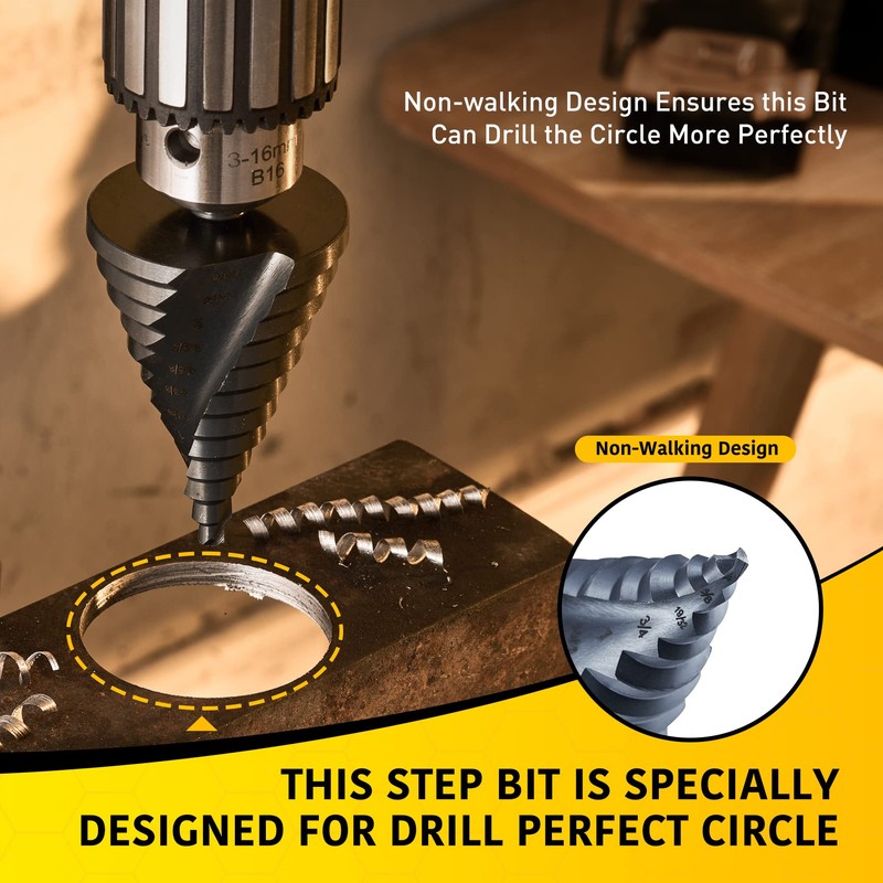 Anfrere 12 Sizes Step Drill Bit, 1/4 to 2-3/8 inch