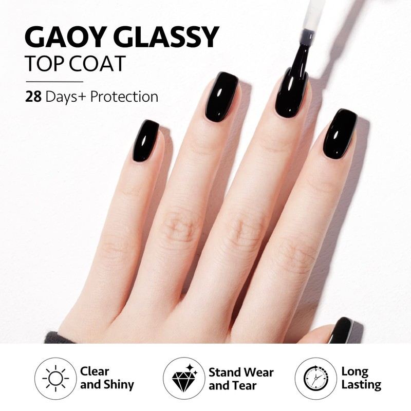 GAOY 16ml 2 Pcs Glassy Gel Top Coat and Base