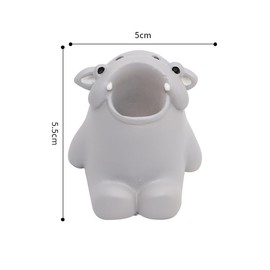 Cartoon Animal Toothbrush Holder Stand - Adorable Bathroom Organizer with Animal-Shaped Base, Cute Toothbrush Storage for Kids & Family, Drip-Free Countertop/Sink Organizer for Bathroom Decor (Grey)