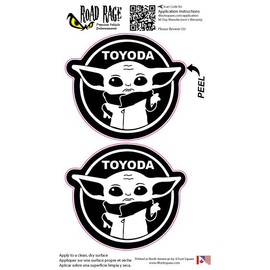 2 Pack Toyoda Car Decal – Bad Fish Custom Decals – Funny Cute Sticker - Premium Gloss Permanent Vinyl Waterproof 6 Year Indoor Outdoor (Black, 2)