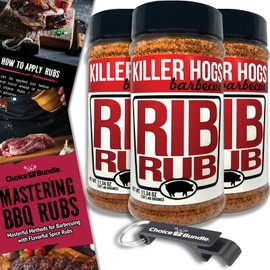 Killer Hogs Rib Rub Premium BBQ Barbecue Spice Seasoning 3 pk (34.02 oz) + Guide & Bottle Opener (5 Items)!