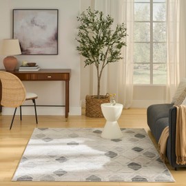 Nourison Home Serenity Home Beige Grey 5'3" x 7'3" Area Rug - Easy Clean, Non Shedding, Bed Room, Living Room, Dining Room, Kitchen (5' x 7')