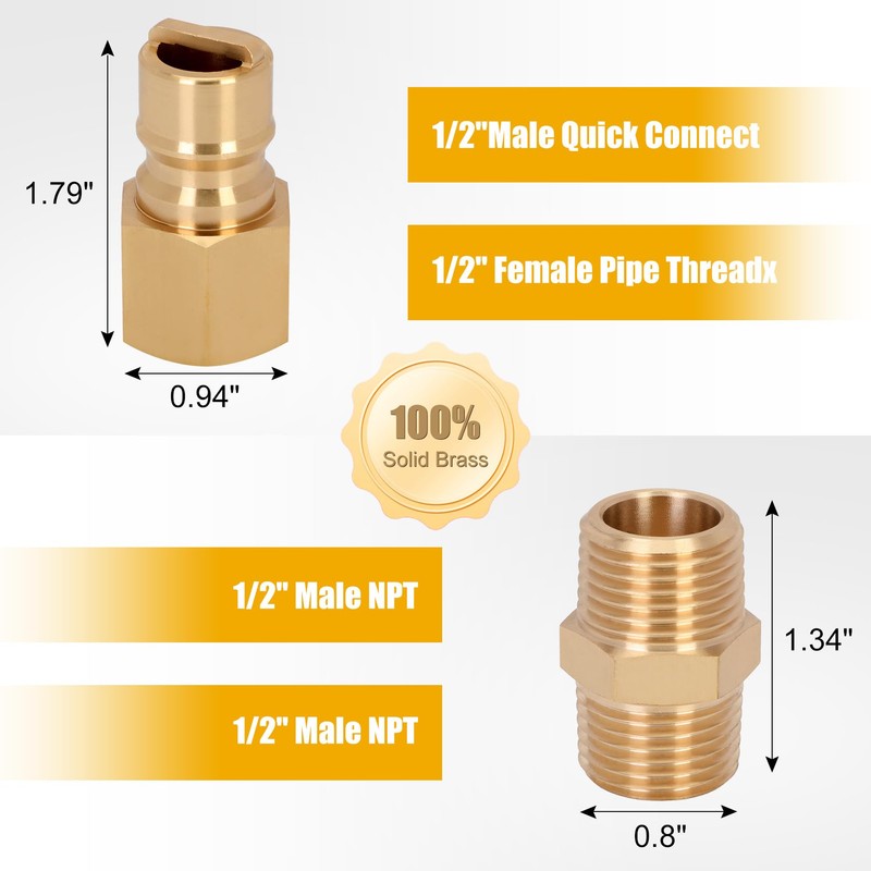1/2 inch Natural Gas Quick Connect Fittings Kit with Male