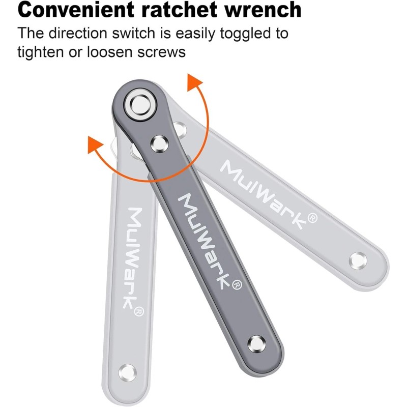 MULWARK 11pc Right Angle Screwdriver 1/4 Mini Ratchet Wrench Close