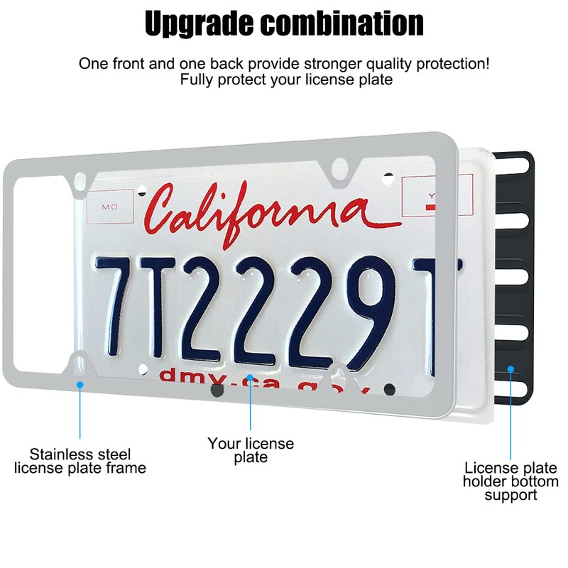 Sandfren Car License Plate Bracket Holder, Stainless Steel Vehicle Tag