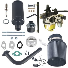 Carburetor Air Filter Adapter Exhaust Pipe Muffler Kit For predator 212cc Carburetor 196cc 6.5hp GX160 GX200 For Baja For Massimo For Trailmaster MB200 Hammerhead 84T go kart engine Mini bike Silver