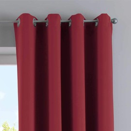 Gardinenbox Newyork Opaque Curtain Bordeaux H x W 160 x 140 cm Pack of 1 Thermal Blackout Curtain Blackout Eyelet Sound-Absorbing Oeko-Tex UV Protection Tieback 201920600