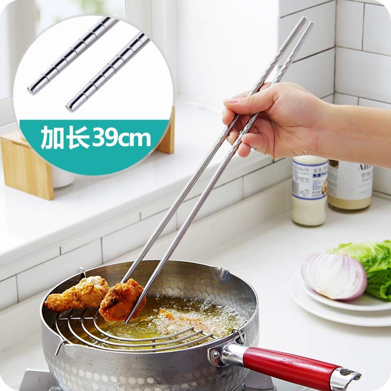 Extra Long Chopsticks for Cooking,Frying,Noodle, 15" inch Stainless Steel Non-Slip