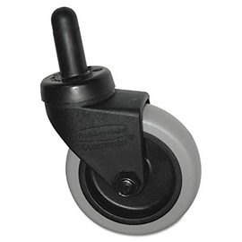 Rubbermaid Commercial FG7570L20000 Replacement Swivel Bayonet Casters, 3" Wheel, Thermoplastic Rubber, Black