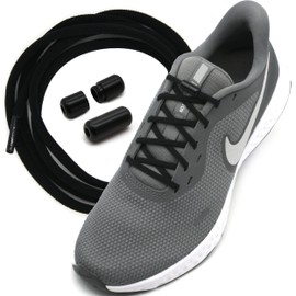 Run out sports Elastic Laces With Metal Fastener, No Bow, Elastic, Without Tying, Quick Lock With Metal Capsule - Black -