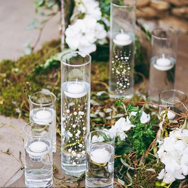 50Pcs Pearl Strings for Floating Candles, Floating-Effect Faux Pearls for Vase Filler, Centerpiece Table Decorations for Wedding, Party, Event (White) Christmas Shiny Christmas Shiny - Color: White