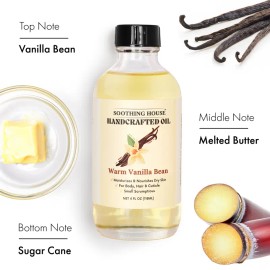 Warm Vanilla Bean Body Oil – Hydrating Body Moisturizer for Silky Smooth Skin, Lightweight Nourishing Oil for Daily Skin Care & Soft Radiant Glow