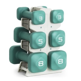 Tone Fitness 32 LB Neoprene Dumbbell Set with Storage Rack – Non-Slip, Anti-Roll Hand Weights for Home Gym Workouts - Teal
