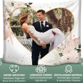 HOCHZEITSHELD - Wedding Heart to Cut Out Including 2 Scissors as Wedding Decoration, Wedding Game or Registry Office Surprise - Wedding Sheet, Wedding Sheet Heart, Bed Sheet, Wedding Towel 200 x 180