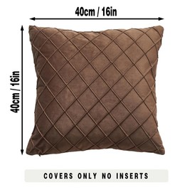GONOVE Velvet Cushion Covers 40 X 40cm Soft Decorative Throw Pillow Cases Set of 2 Square Pillow Covers Brown Pillowcases with Invisible Zipper for Home Couch Sofa Bed