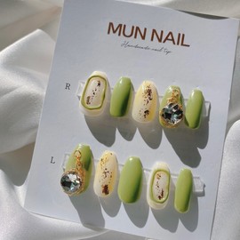 MunNail Moon Nail Green TeaColor changeable - Long Oval / MunNail 문네일 그린티컬러 변경가능 - 롱오벌