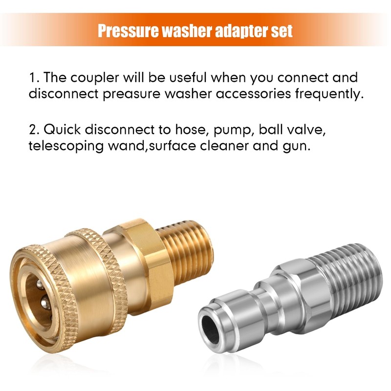 Shimeyao 4 Sets NPT 1/4 Inch Pressure Washer Coupler Quick