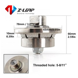 B5 3/16 inch Half Bullnose Roundover Diamond Hand Profiler for Granite Concrete Marble Stone 5/8-11 Thread