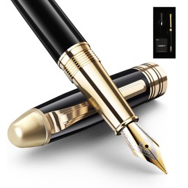 YUMSWETP Luxury Fountain Pen Gift Set For Writing Smooth, Fine Nib, Includes Refillable Ink Converter &10 Black 3.4mm Ink Cartridges Metal Pen,Journaling Fancy Pen