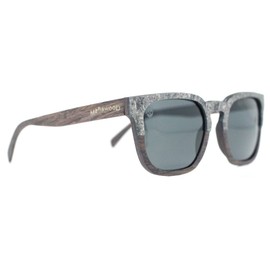 Brown Wooden Square Sunglasses with Stone detail on the frame, gray polarized lenses, Modern, Stylish and Lightweight, for Men or Women, very exclusive, Model Laguna MafiawooD