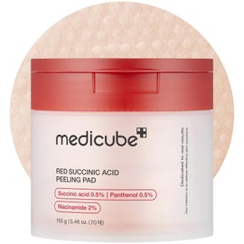 Medicube- Almohadillas exfoliantes faciales con ácido succínico rojo y pantenol: almohadillas tónicas exfoliantes para pieles propensas a los brotes