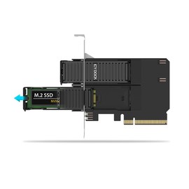 Removable Dual M.2 NVMe SSD to PCIe 4.0 x8 Mobile Rack Adapter Card for PCIe Expansion Slot | ExpressSlot Core MB312M4P-B