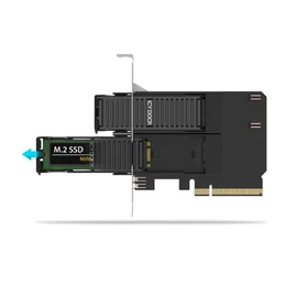 Removable Dual M.2 NVMe SSD to PCIe 4.0 x8 Mobile Rack Adapter Card for PCIe Expansion Slot | ExpressSlot Core MB312M4P-B