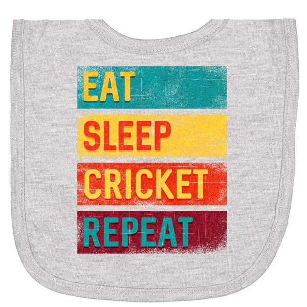 inktastic Cricket Sports Eat Sleep Cricket Repeat Newborn Bib Heather