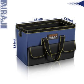 Tool Bag | AIRAJ 14-Inch Portable Tool Storage Bag | Wide Mouth Tool Bags for Men and Women | Small Tool Tote | Tool Organizer for Home Repairs,Garage Storage,Professional Work | Portable Tool Box