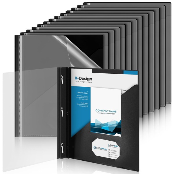 Teling 24 Pcs Clear Report Cover with 3 Prongs, Plastic