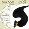 RUNATURE U Tip Hair Extensions Black Human Hair Keratin Hair