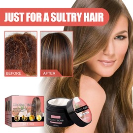 Coconut Moisturising Hair Mask, Hair Mask for Deep Repair, Moisturising, Collagen Protein & Coconut Oil Deep Conditioner for Damaged, Thin, Dry, Damaged Hair, Pack of 2