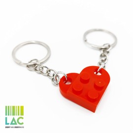 LAC Heart Keyring Partner - Christmas Gift for Him and Her - Anniversary Couple Gifts for Both (Red), red