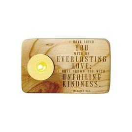 Christ Gift Spiritual Bible Verse Wood Tea Light Candle Holder with Bible Verse Christian Gift Home Decor (Jeremiah 31:3)