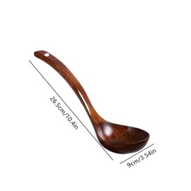 Large Wooden Soup Ladle Spoon with Long Handle, Big Teak Wood Serving Spoon, Handmade Porridge Soup Scoop for Cooking Kitchen Utensils Tool (Brown)