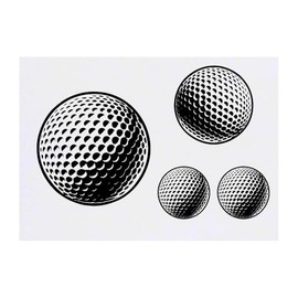 4 x 'Golf Ball' Temporary Tattoos - Water Resistant, Skin-Safe, Non-Toxic Transfers, Mixed Sizes (TO00083252)