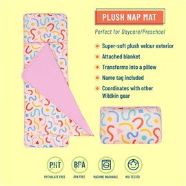 Wildkin Kids Plush Nap Mat – Soft, Cozy, Convenient for Daycare & Preschool – Confetti Peach