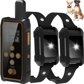 Dog Shock Collar 2 Dogs 3600FT Dog Training Collar with Remote, IPX7 Waterproof E Collar for Dogs Training Rechargeable Collars for Large Medium Small Dogs with Night Light