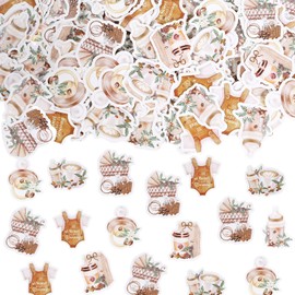 Aposwow Coffee Baby Shower Decorations Confetti, 240PCS a Baby Is Brewing Baby Shower Confetti Decorations Double Sided Printing Brown for Coffee Gender Reveal Decor